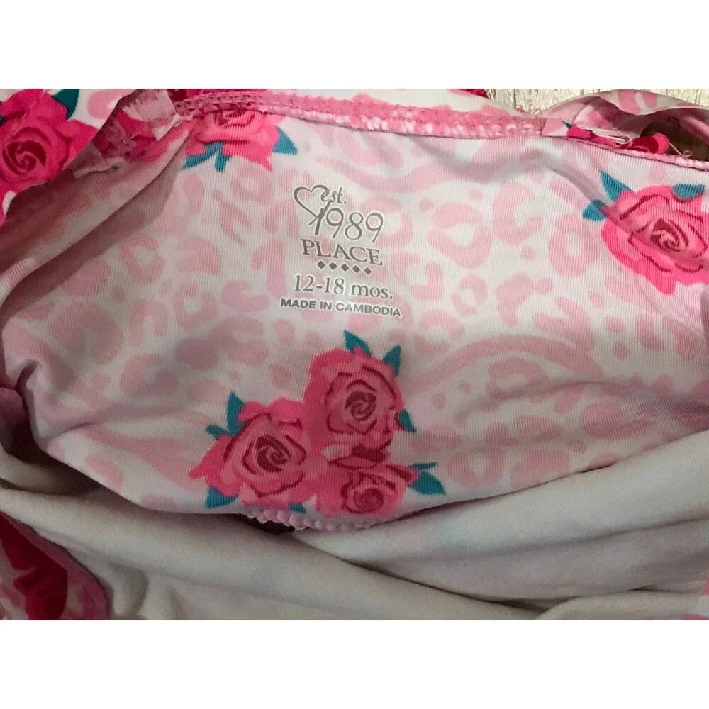 Baby Girl's 12-18 Months Swimsuit Children's Place Pink Floral Ruffle One-Piece